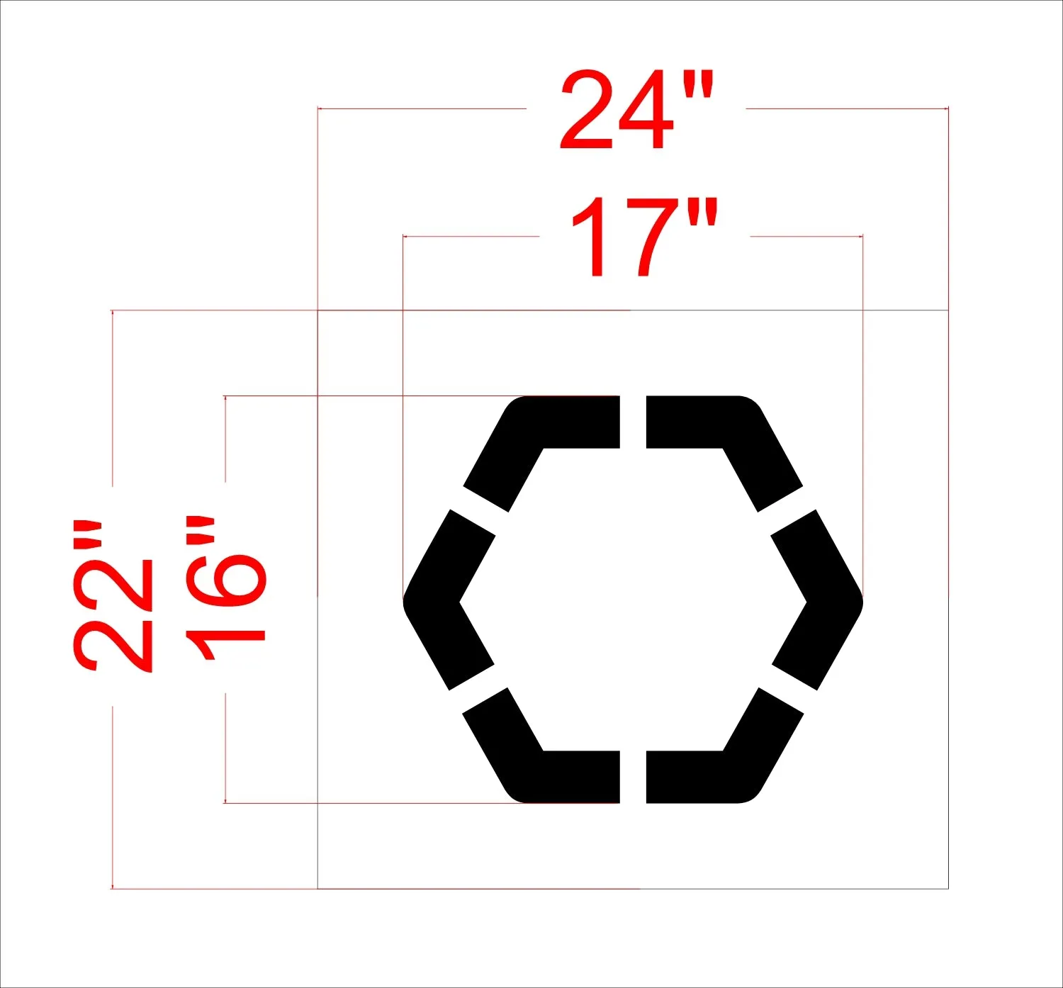 16"x17" Hexagon Alphabet Stencil