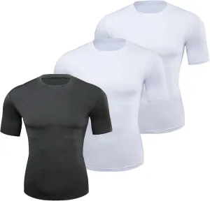 2 or 3 Pack Men's Compression Shirts Short Sleeve Workout T-Shirt Quick Dry Undershirts Athletic Baselayer Tank Top