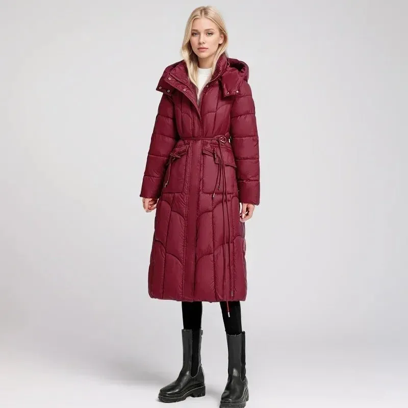 2024 neue Winter Frauen lange Parkas Taschen dicke warme Kapuze Daunen Baumwoll mantel weibliche lose Puffer Jacken wind dichten Schnee mantel