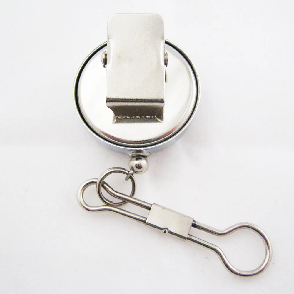 3 Lot Heavy Duty Metal Retractable Badge Reel W/ Chain Pull ID Holder Belt Clip