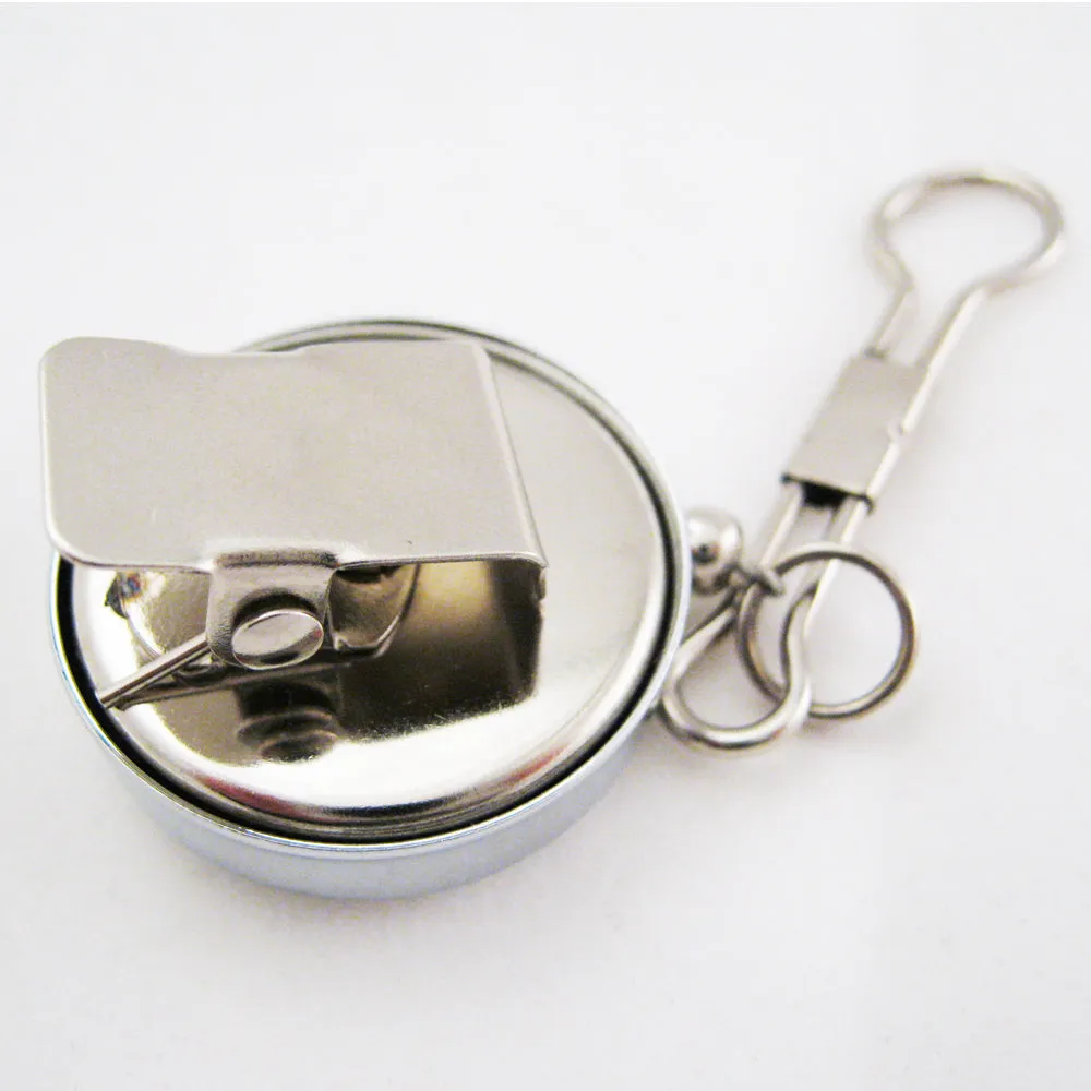 3 Lot Heavy Duty Metal Retractable Badge Reel W/ Chain Pull ID Holder Belt Clip