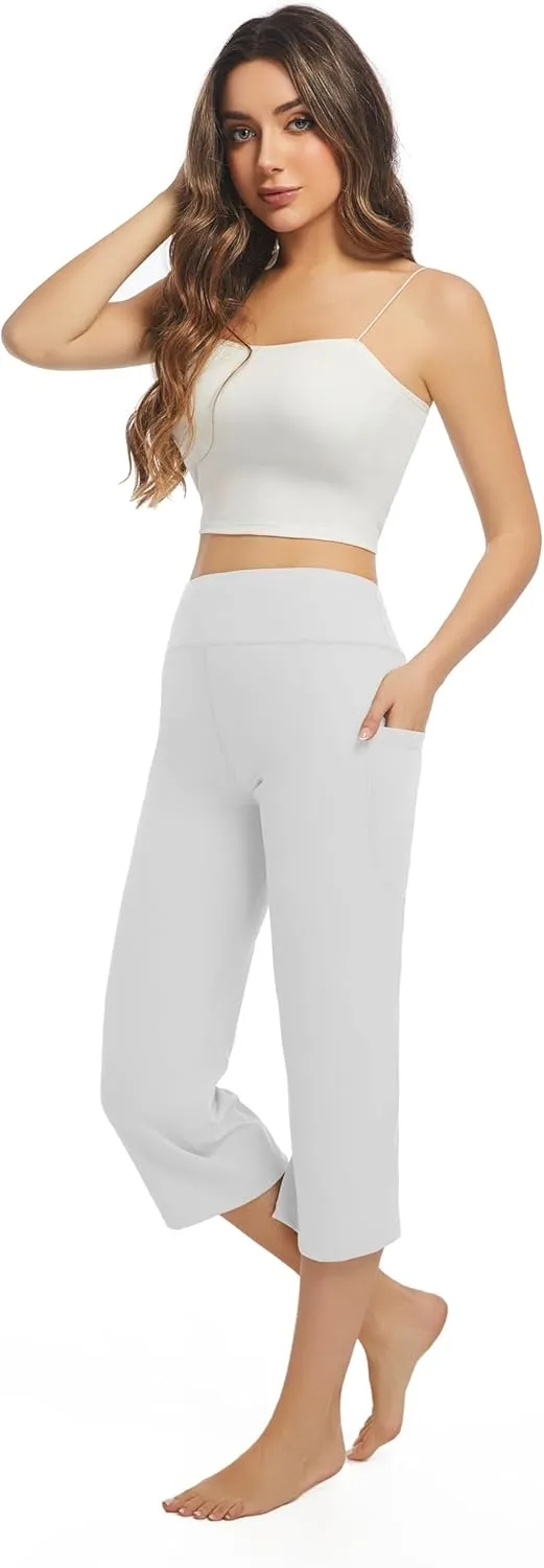 3 Pack Yoga Pants Women's Yoga Capris Pants High Waist Leggings Crop Athletic Exercise Workout Capris Straight Leg 21"