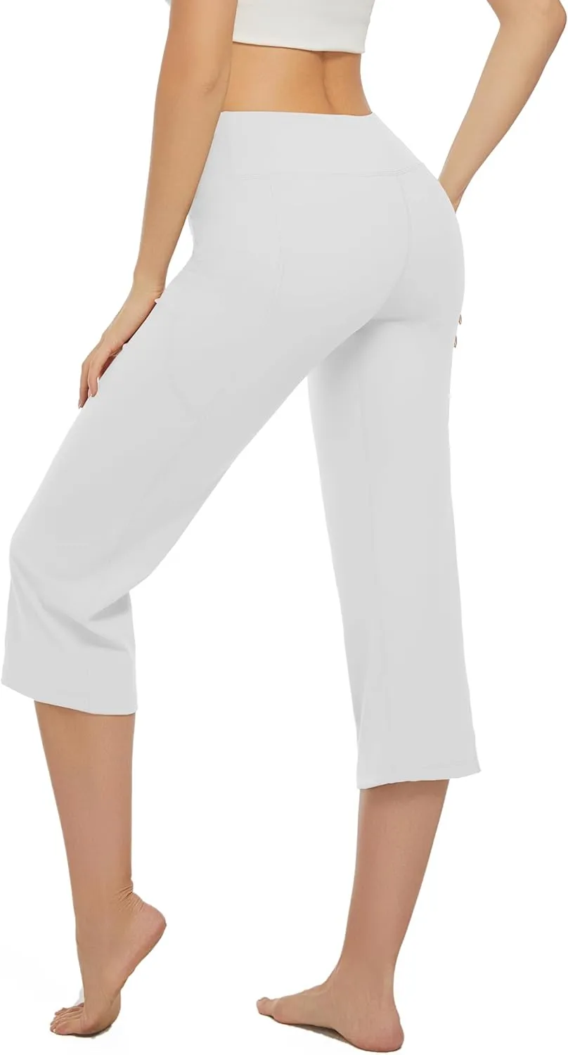 3 Pack Yoga Pants Women's Yoga Capris Pants High Waist Leggings Crop Athletic Exercise Workout Capris Straight Leg 21"