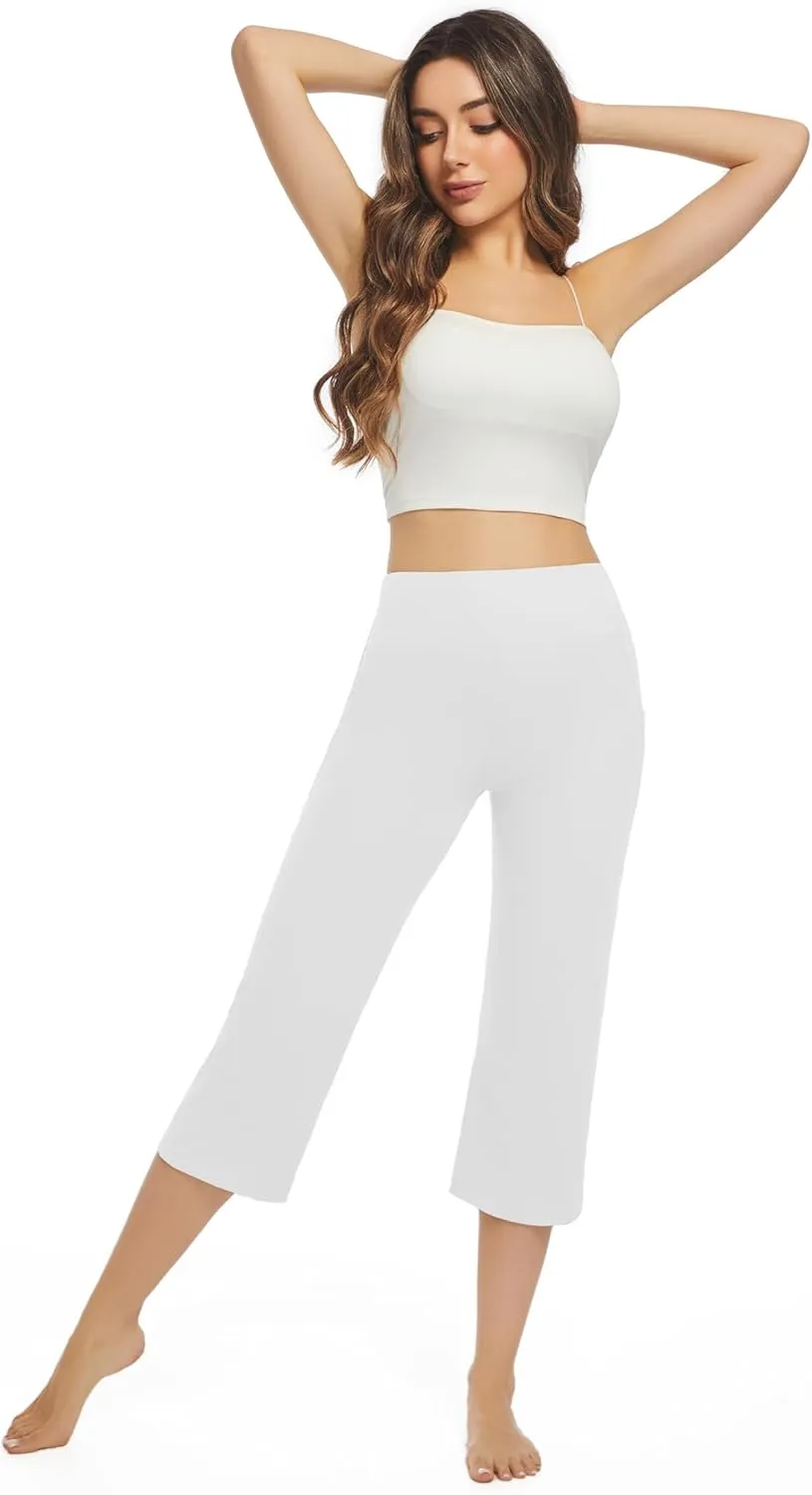 3 Pack Yoga Pants Women's Yoga Capris Pants High Waist Leggings Crop Athletic Exercise Workout Capris Straight Leg 21"