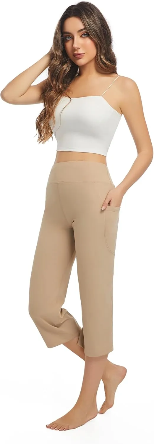 3 Pack Yoga Pants Women's Yoga Capris Pants High Waist Leggings Crop Athletic Exercise Workout Capris Straight Leg 21"