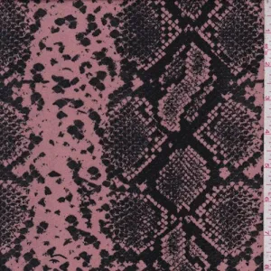 3 YD PC-Clay Pink/Black Snakeskin Double Brushed Jersey Knit Fabric