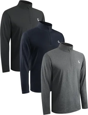 3Pack Quarter Zip Pullover Men Long Sleeve Sweatshirts Running Athletic Golf Gym Shirt Quick Dry