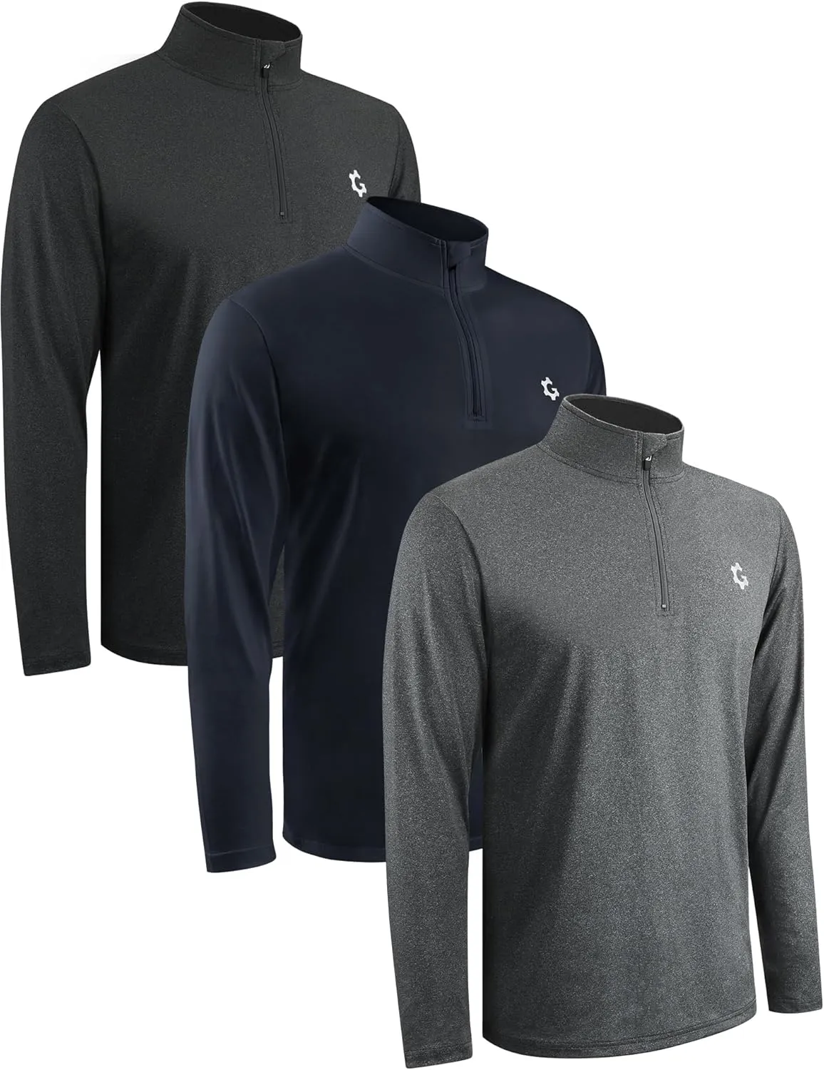 3Pack Quarter Zip Pullover Men Long Sleeve Sweatshirts Running Athletic Golf Gym Shirt Quick Dry
