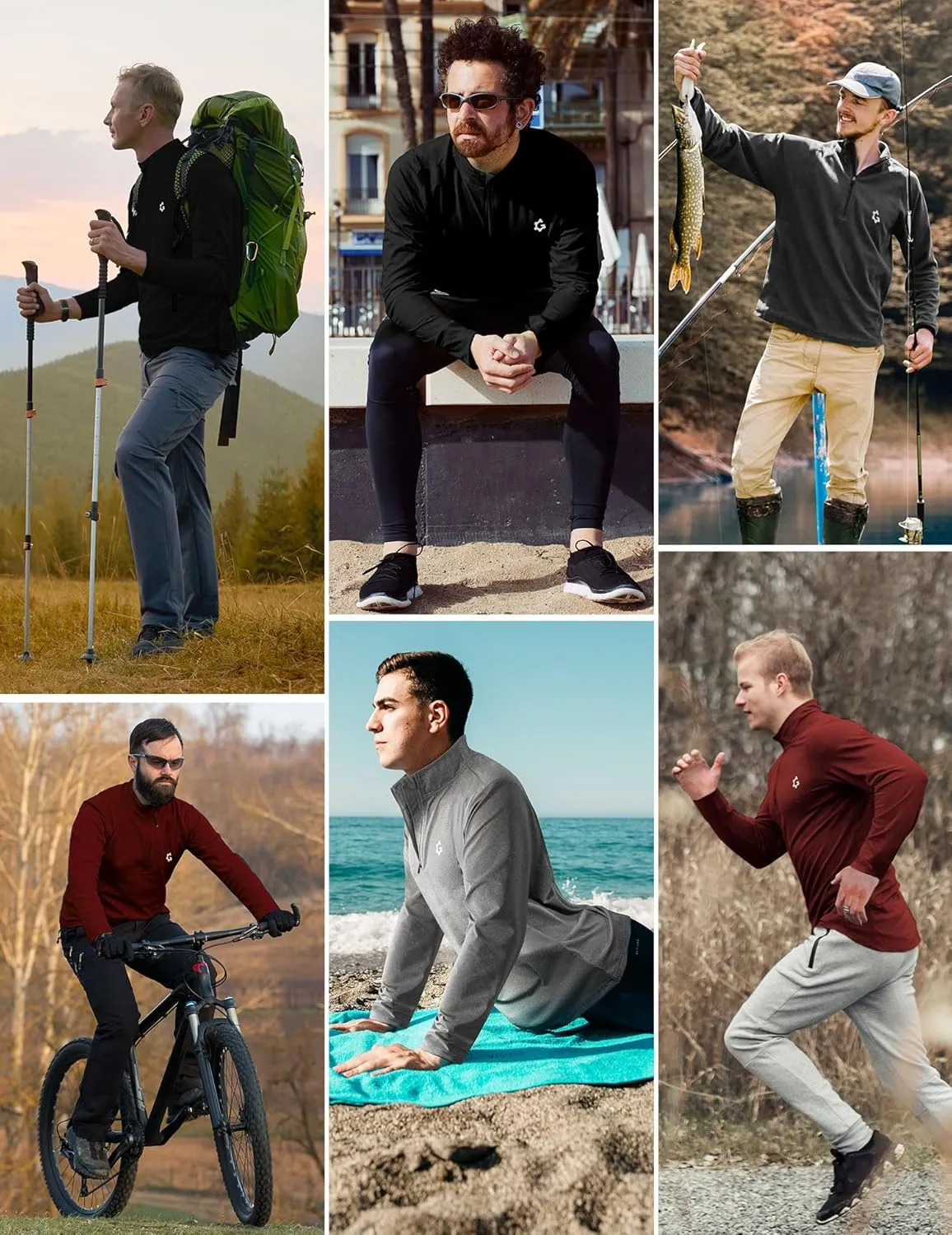 3Pack Quarter Zip Pullover Men Long Sleeve Sweatshirts Running Athletic Golf Gym Shirt Quick Dry