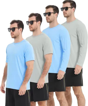 4 Pack Mens Rash Guard UPF 50  Short Sleeve Swim Shirt UV Sun Protection SPF Quick Dry Water Fishing Shirts