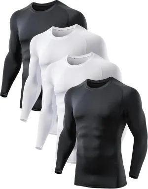 5 or 4 Pack Men's Compression Shirts Long Sleeve UPF SPF Rash Guard Workout Base Layer Undershirt Gear