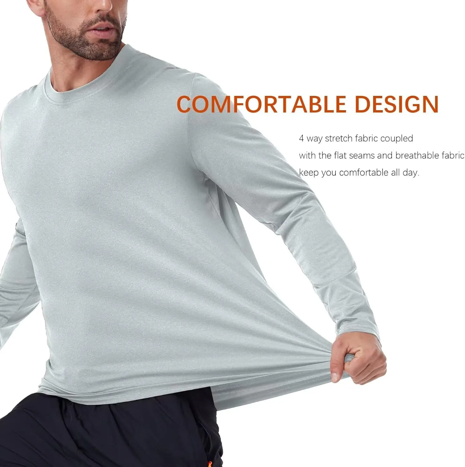 7 Pack Long Sleeve Shirts for Men Moisture Wicking Sun Protection UV UPF 50  SPF Performance Quick Dry T-Shirt for Casual