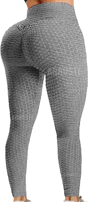 A AGROSTE Women's High Waist Yoga Pants Tummy Control Workout Ruched Butt Lifting Stretchy Leggings Textured Booty Tights