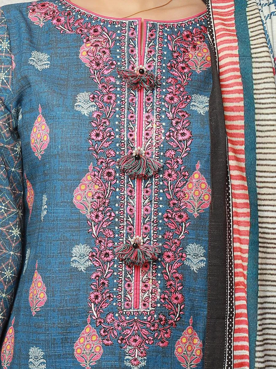 ACE Galleria Digital Embroidered Unstitched 3PC Khaddar Suit ACE 12118