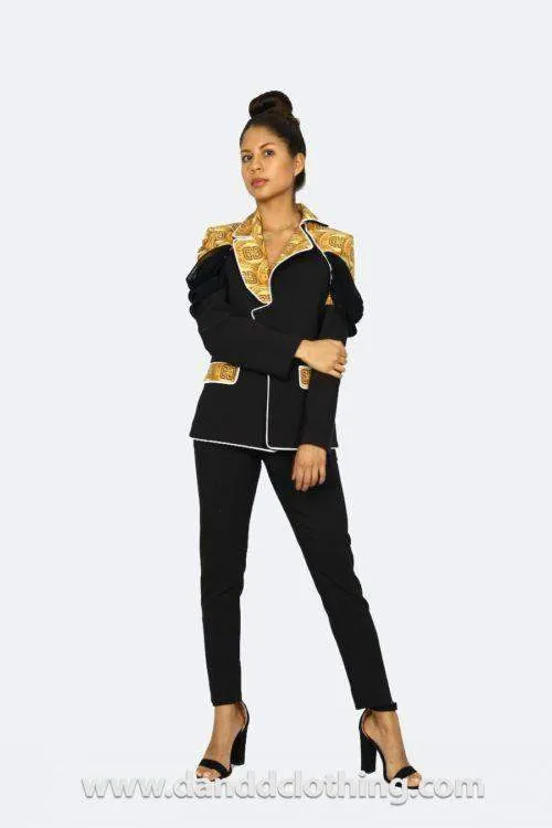 African Office Black Coin Jacket