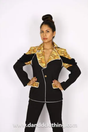 African Office Black Coin Jacket