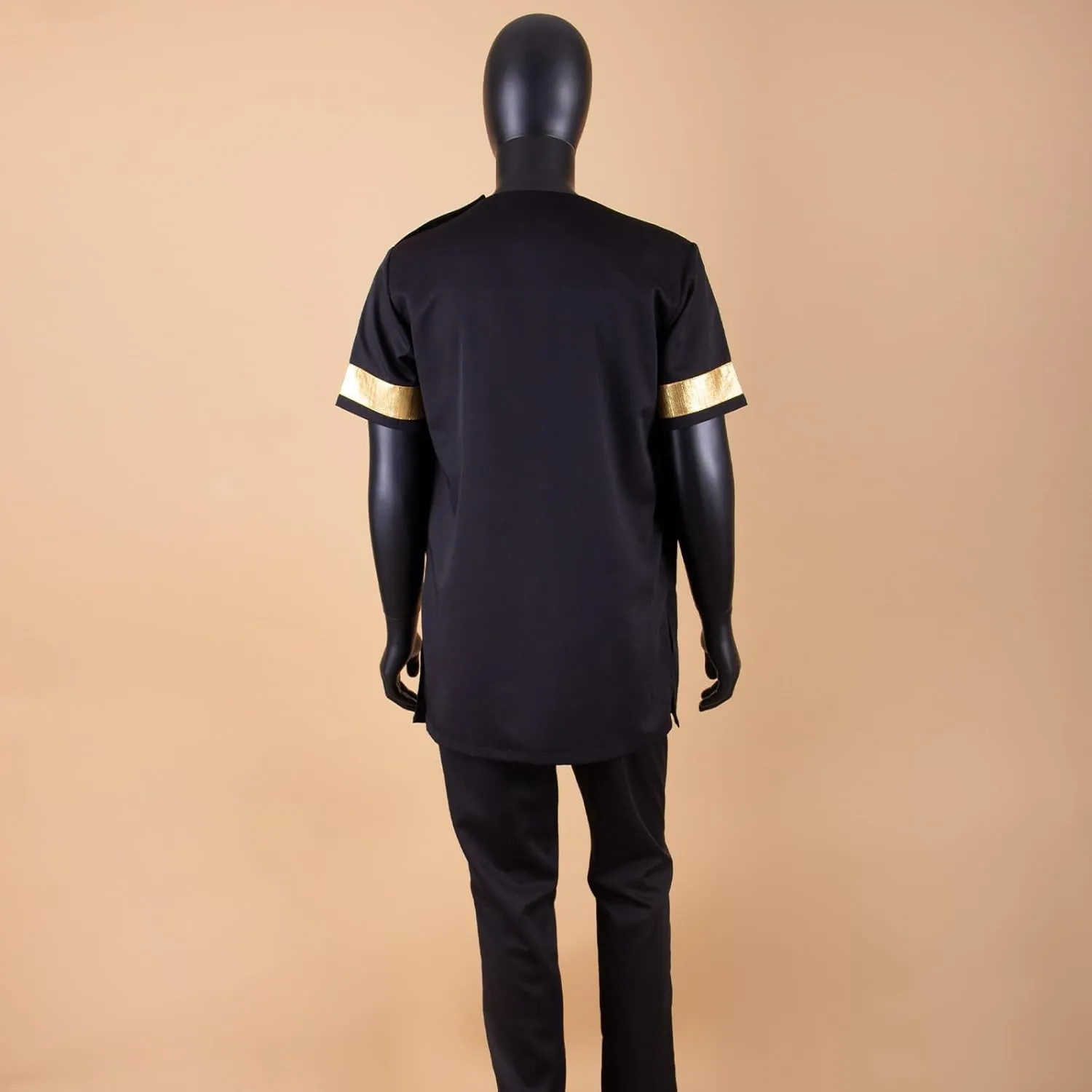 African Suits for Men Embroidery Short Sleeve Shirts and Pants 2 Piece Set Plus Size Casual Tracksuit
