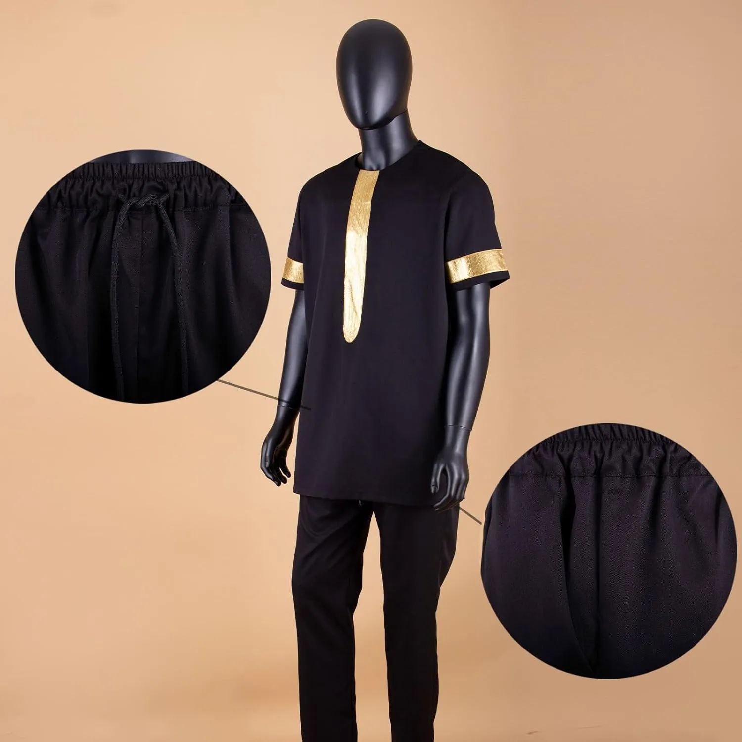 African Suits for Men Embroidery Short Sleeve Shirts and Pants 2 Piece Set Plus Size Casual Tracksuit