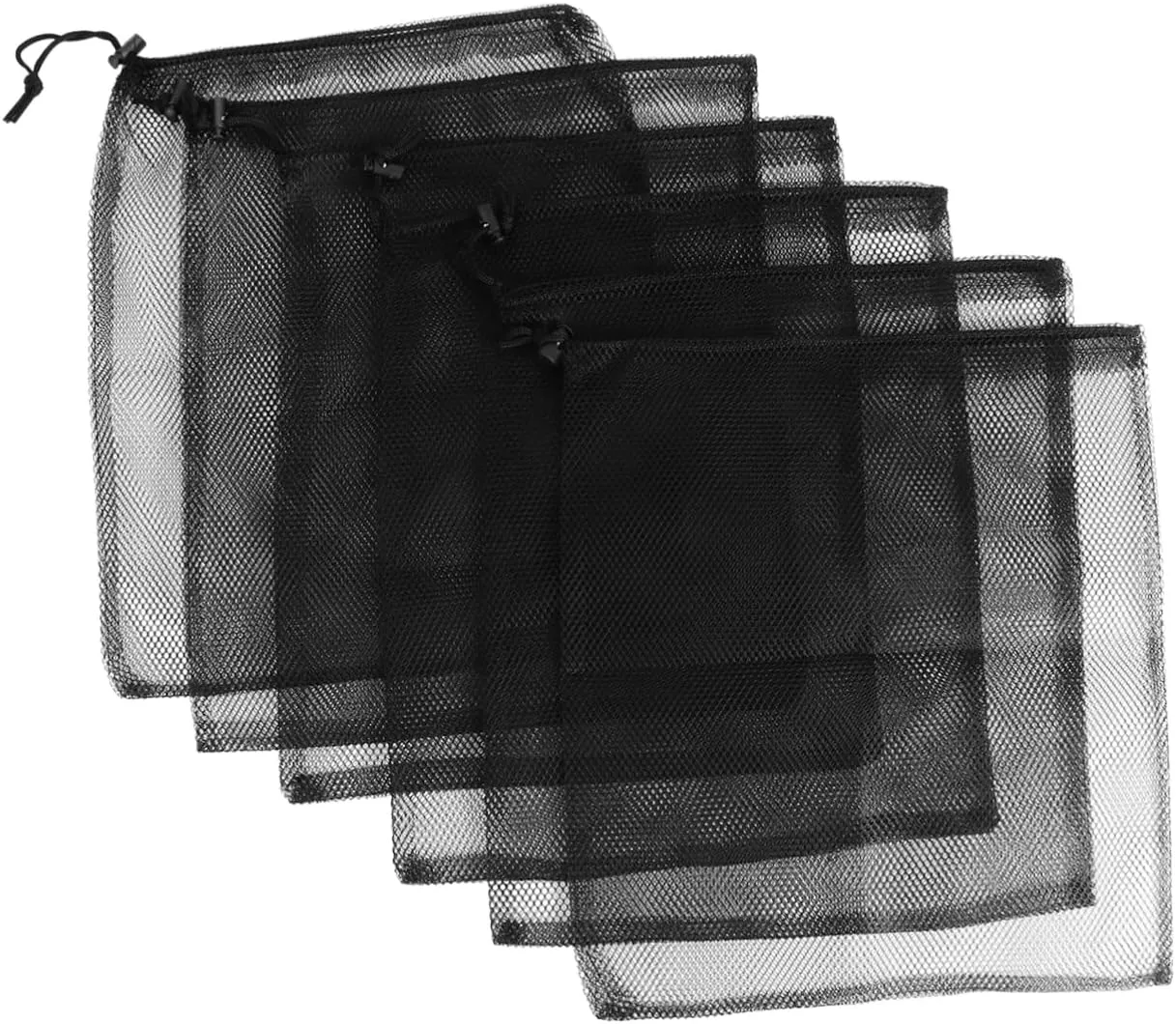 Alipis 6Pcs Mesh Drawstring Storage Bags Lightweight and Bundle Pouch for Travel Breathable Design for Groceries and Essentials