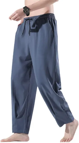 Alloaone Men Solid Color Pants Harajuku Streetwear Thin Jogging Trousers Male Breathable Harem Pants