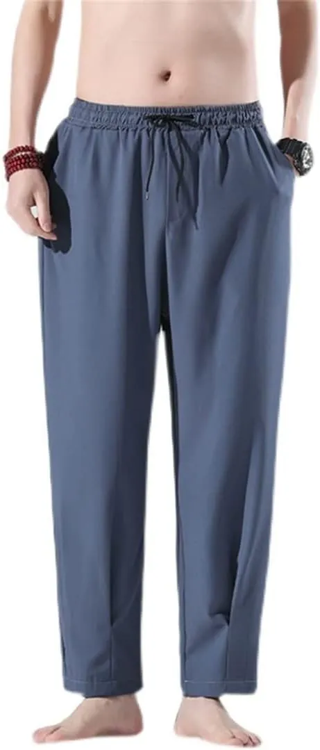 Alloaone Men Solid Color Pants Harajuku Streetwear Thin Jogging Trousers Male Breathable Harem Pants