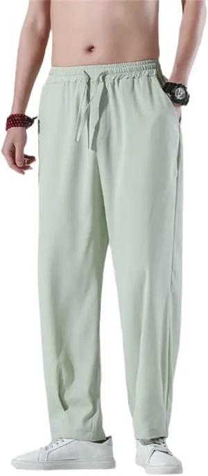 Alloaone Men Solid Color Pants Harajuku Streetwear Thin Jogging Trousers Male Breathable Harem Pants
