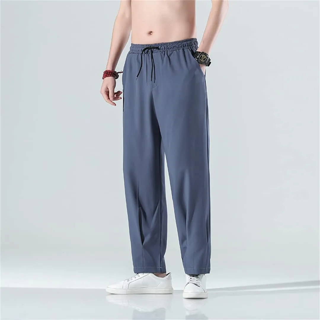 Alloaone Men Solid Color Pants Harajuku Streetwear Thin Jogging Trousers Male Breathable Harem Pants