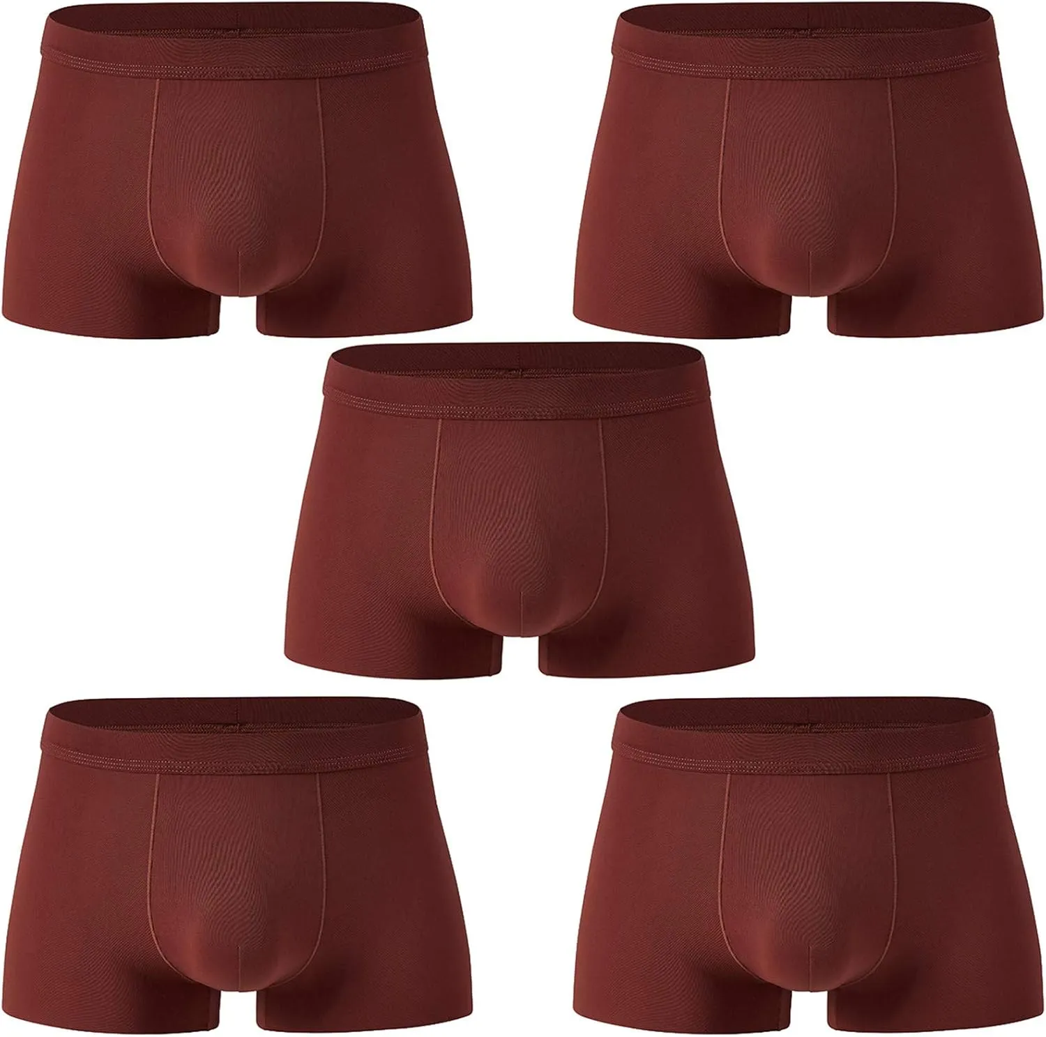 Andongnywell Men's Sexy Ice Silk Boxer Briefs Underwear Seamless Breathable Short Leg Underpants 5 Pack Knickers