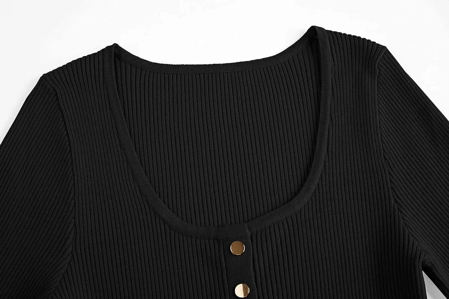Apbondy Womens Sexy Long Sleeve Sweater Scoop Neck Button Up Fitted Pullover Shirts Tops