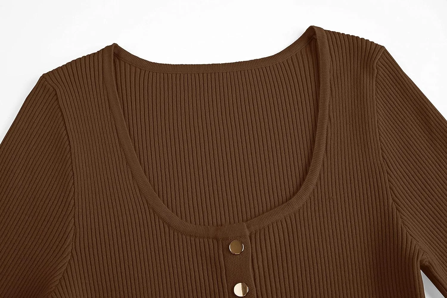 Apbondy Womens Sexy Long Sleeve Sweater Scoop Neck Button Up Fitted Pullover Shirts Tops
