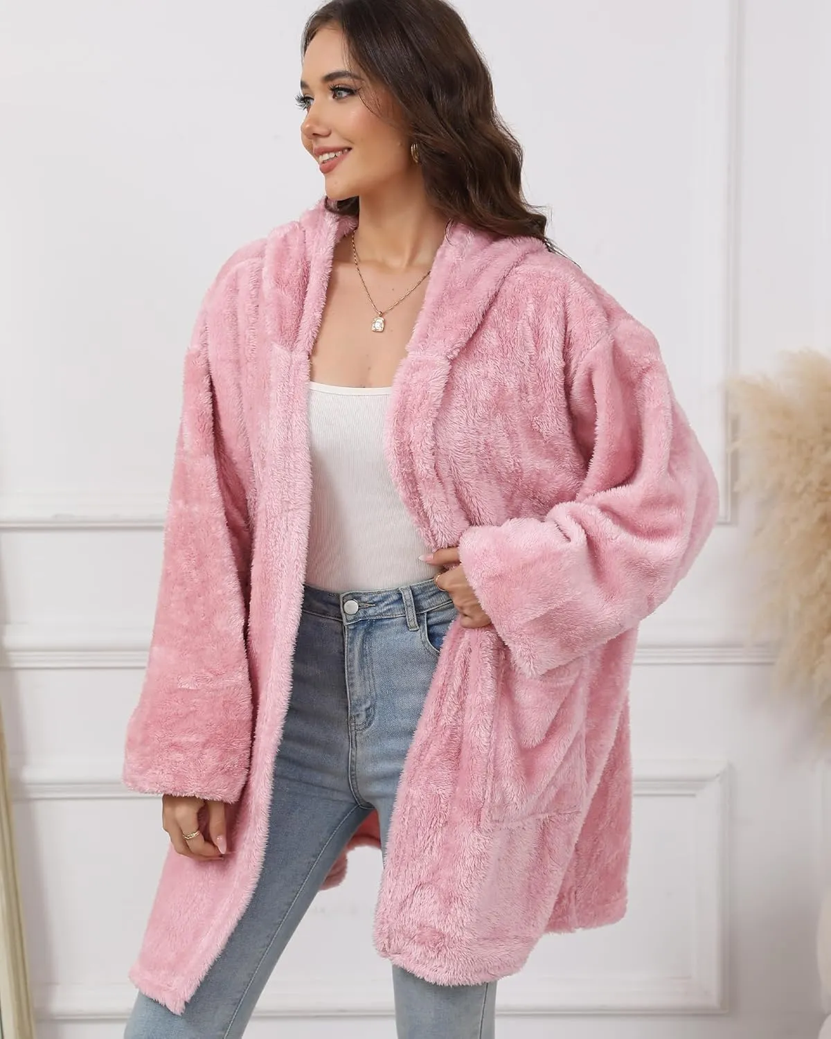 Argstar Hooded Cardigan for Women and Men, Oversized Sweatshirt Fuzzy Fleece Blanket Hoodie Jacket - One Size Fits All