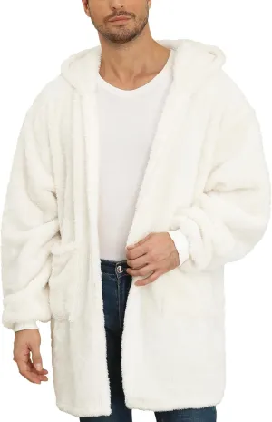 Argstar Hooded Cardigan for Women and Men, Oversized Sweatshirt Fuzzy Fleece Blanket Hoodie Jacket - One Size Fits All
