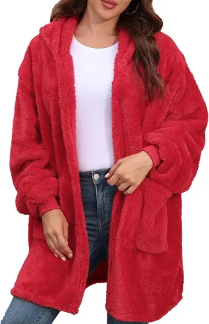 Argstar Hooded Cardigan for Women and Men, Oversized Sweatshirt Fuzzy Fleece Blanket Hoodie Jacket - One Size Fits All