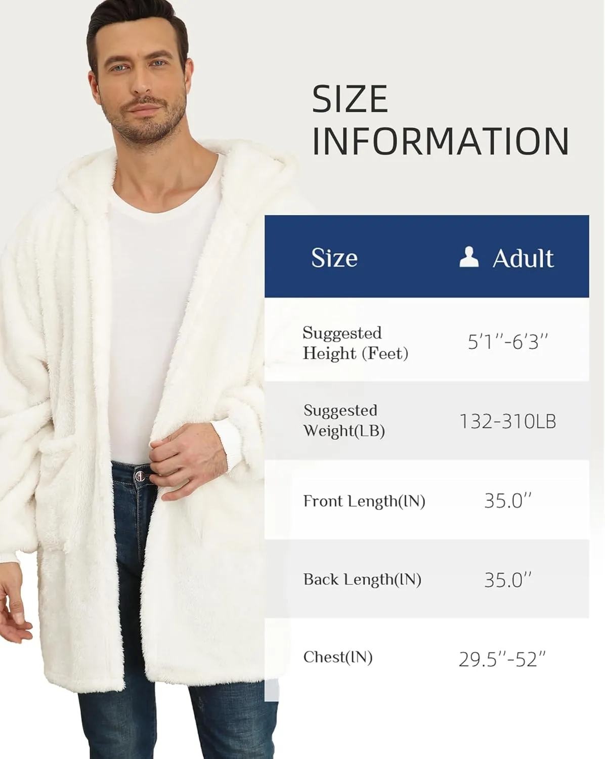 Argstar Hooded Cardigan for Women and Men, Oversized Sweatshirt Fuzzy Fleece Blanket Hoodie Jacket - One Size Fits All