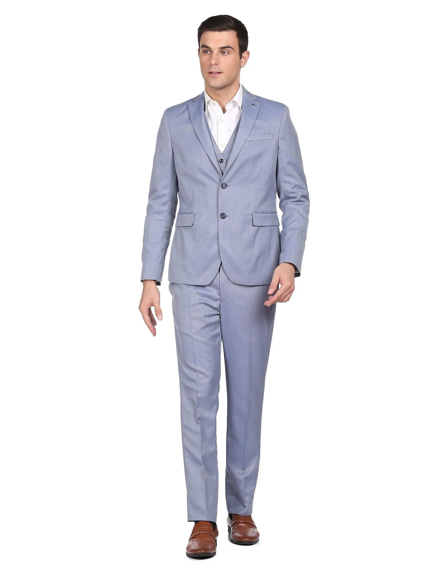 Arrow Men Blue Tailored Fit Three Piece Formal Suit