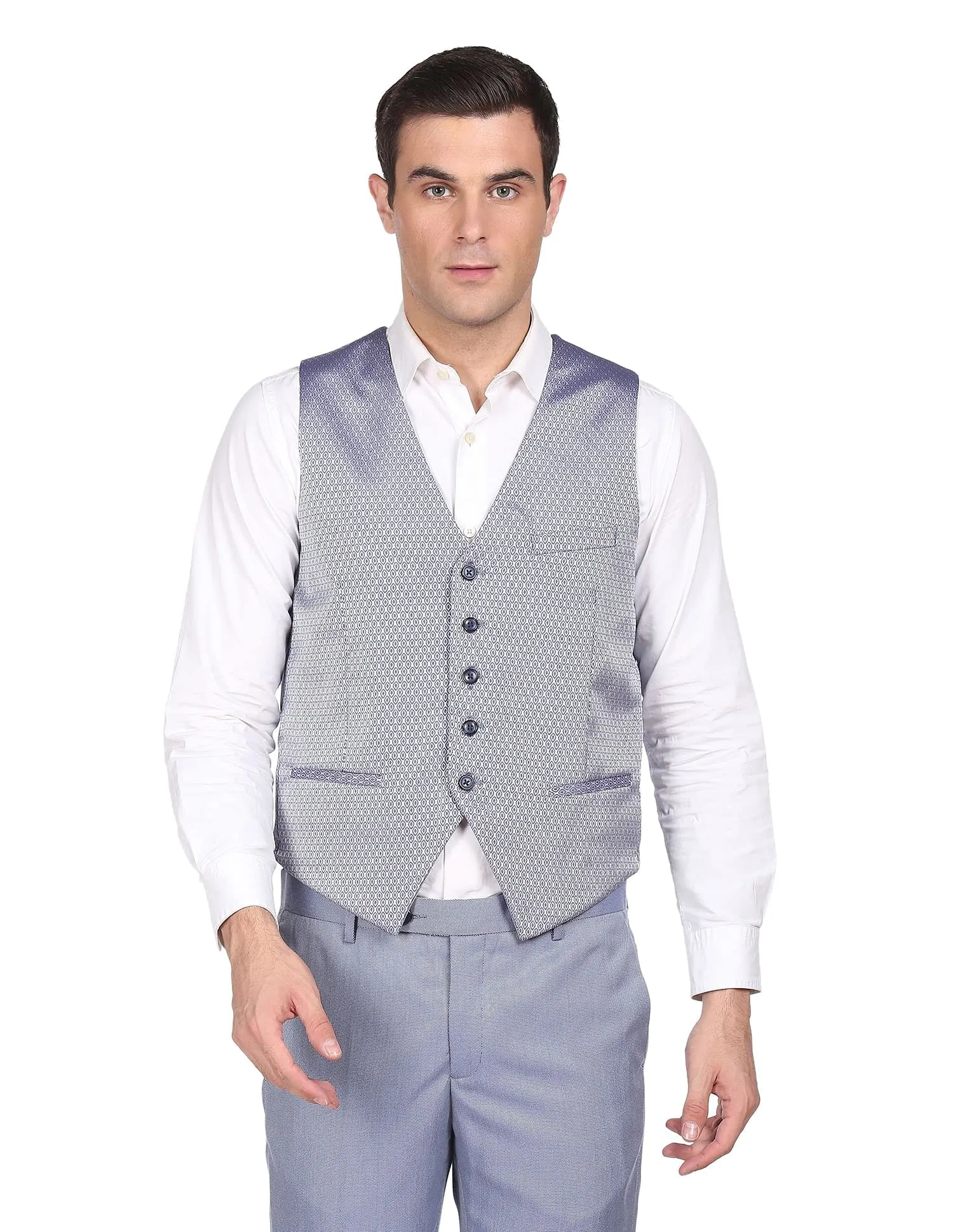 Arrow Men Blue Tailored Fit Three Piece Formal Suit