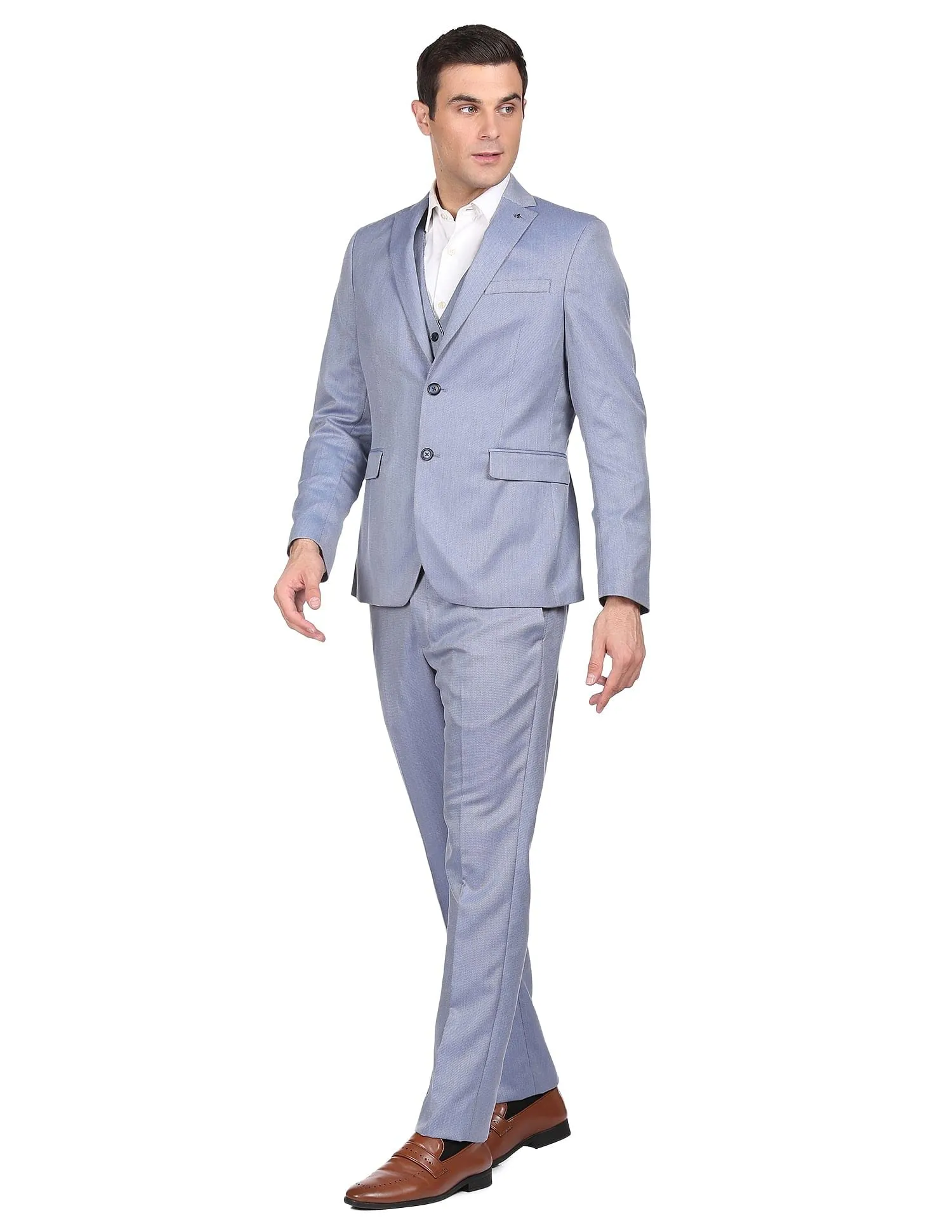 Arrow Men Blue Tailored Fit Three Piece Formal Suit
