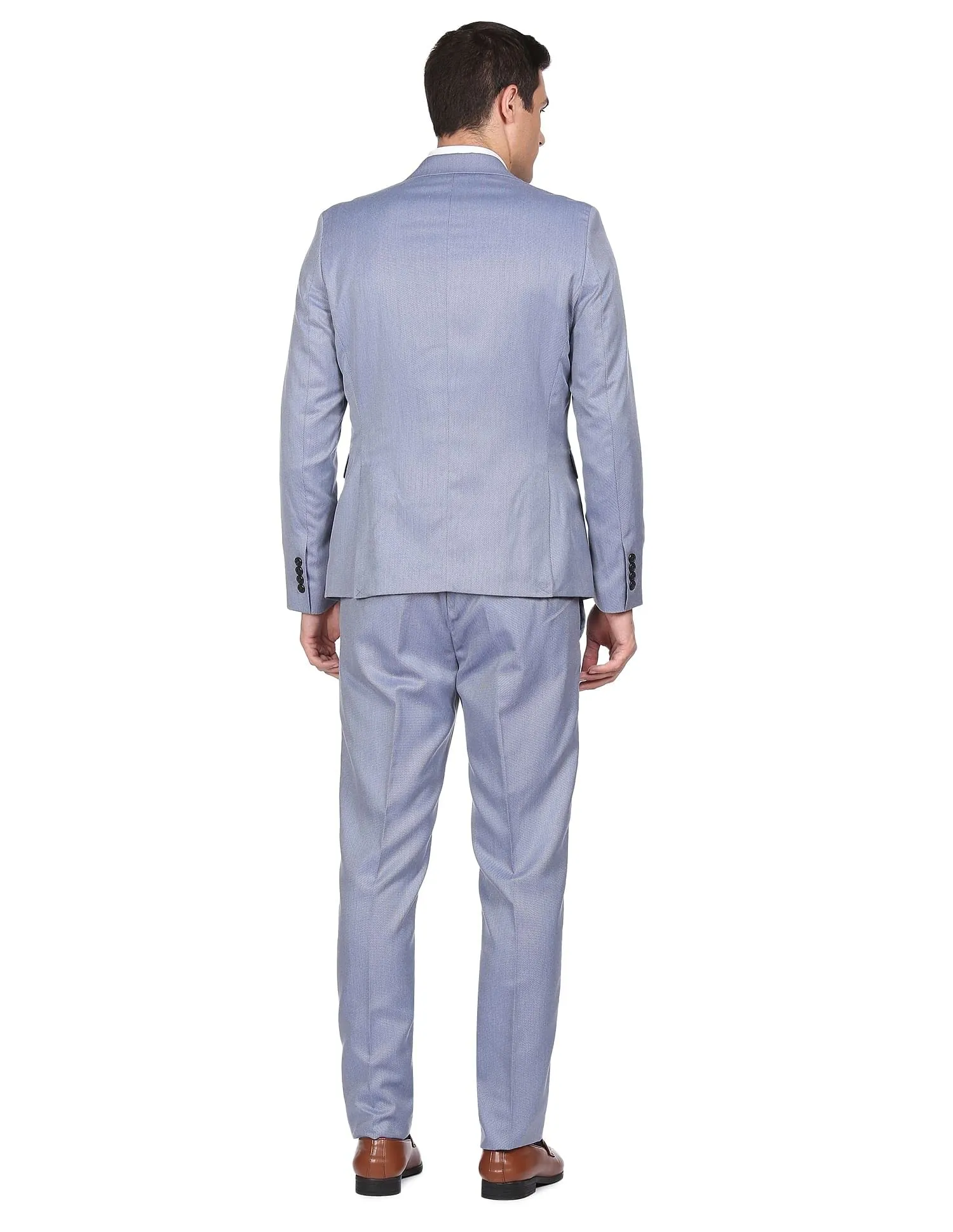 Arrow Men Blue Tailored Fit Three Piece Formal Suit
