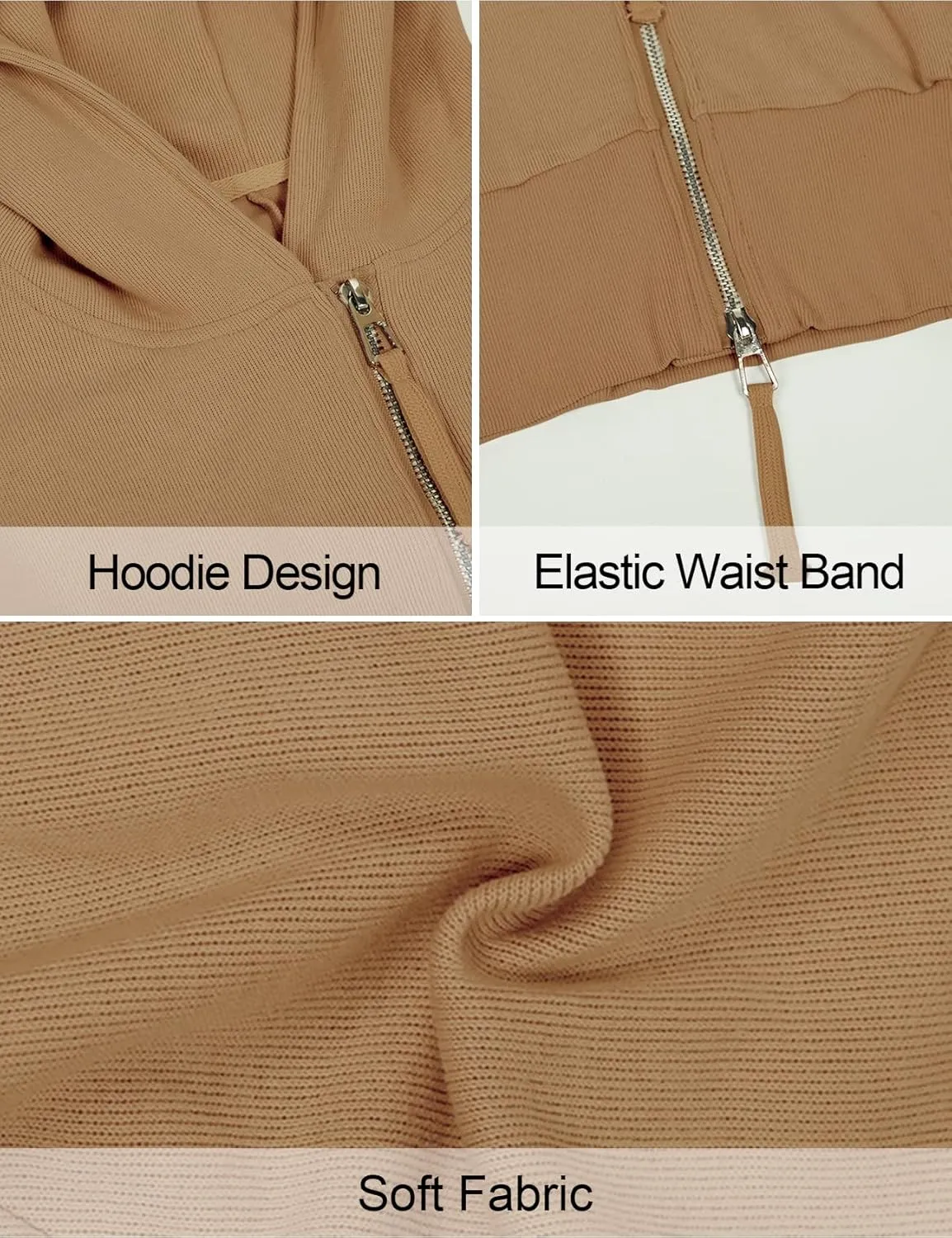 Arssm Cropped Hoodie Women Zip Up Long Sleeve Sweatshirts Casual Fashion Hooded Workout Jacket Crop Top
