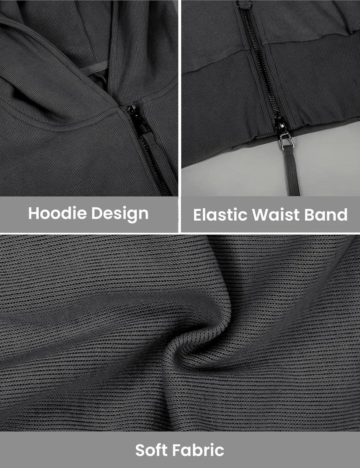 Arssm Cropped Hoodie Women Zip Up Long Sleeve Sweatshirts Casual Fashion Hooded Workout Jacket Crop Top