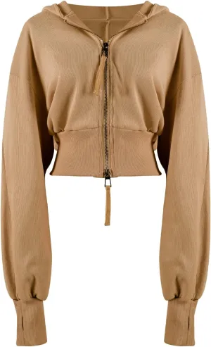 Arssm Cropped Hoodie Women Zip Up Long Sleeve Sweatshirts Casual Fashion Hooded Workout Jacket Crop Top