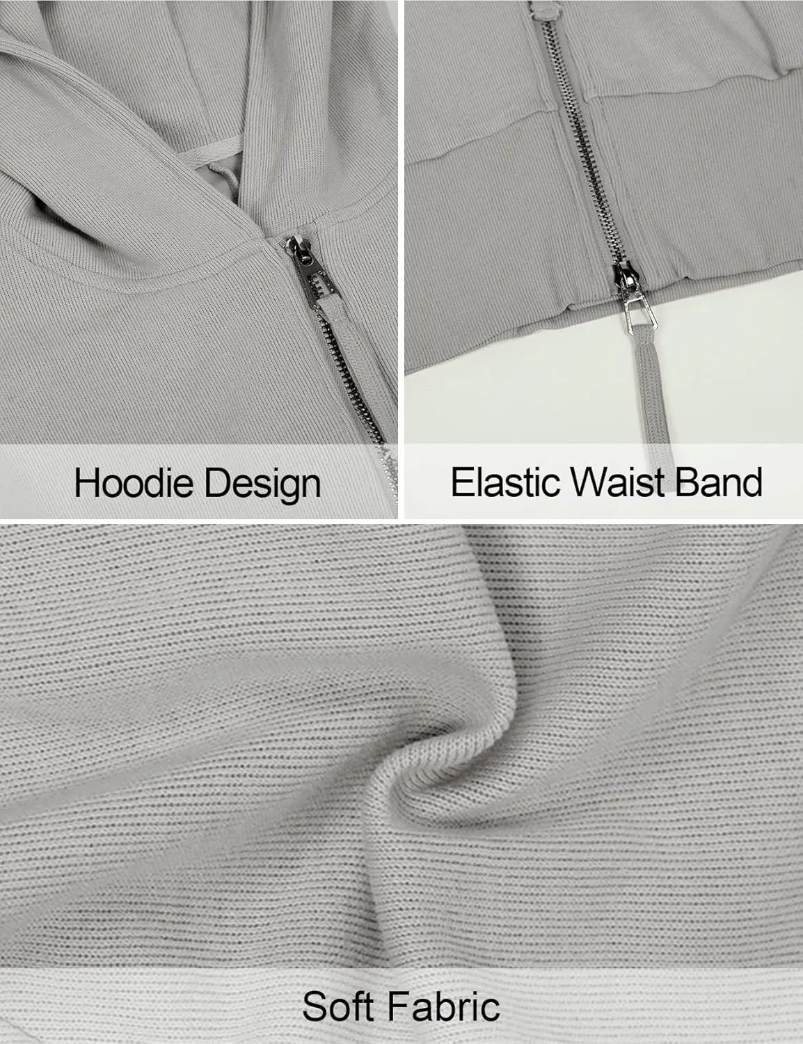 Arssm Cropped Hoodie Women Zip Up Long Sleeve Sweatshirts Casual Fashion Hooded Workout Jacket Crop Top