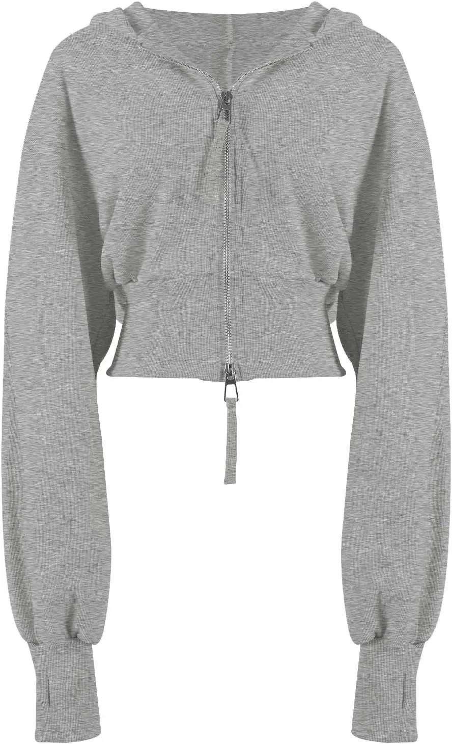 Arssm Cropped Hoodie Women Zip Up Long Sleeve Sweatshirts Casual Fashion Hooded Workout Jacket Crop Top