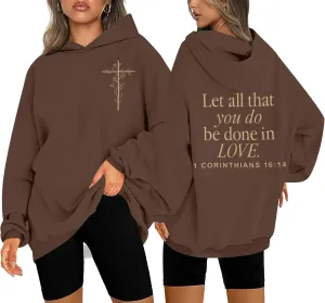 ASTANFY Christian Hoodies for Women Jesus Religious Faith Sweatshirt Inspirational Graphic Tee Long Sleeve Pullover Shirts