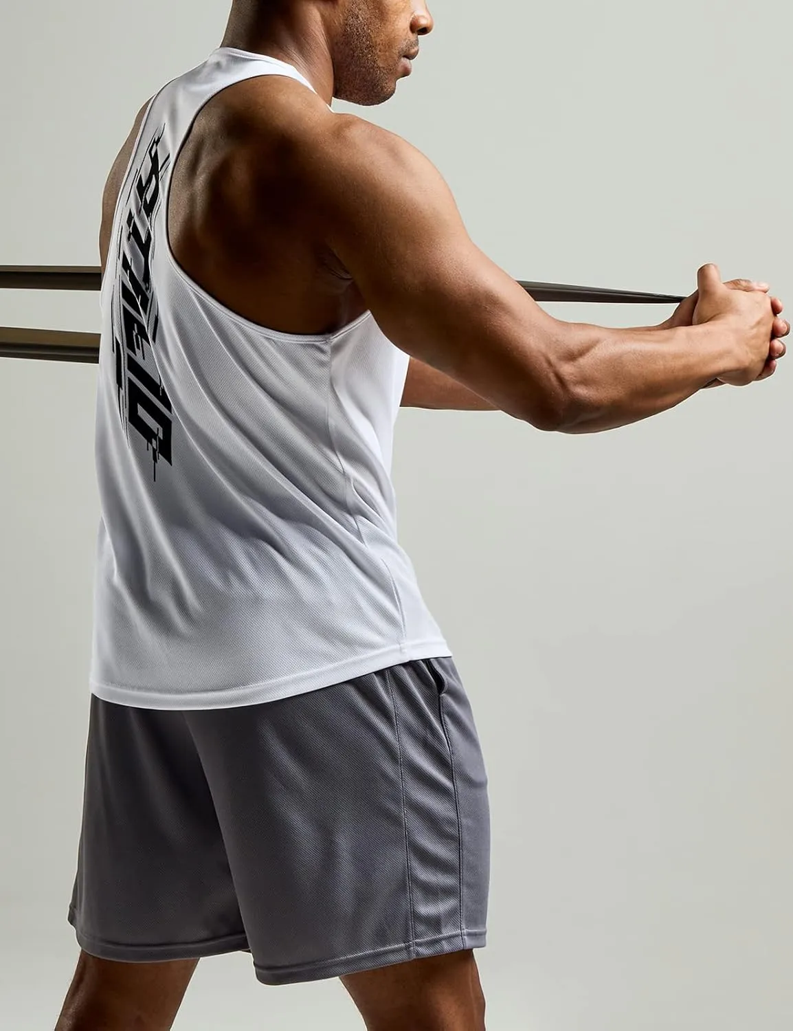 ATHLIO Men's Dry Fit Muscle Workout Tank Tops, Y-Back Bodybuilding Gym Shirts, Athletic Fitness Tank Top