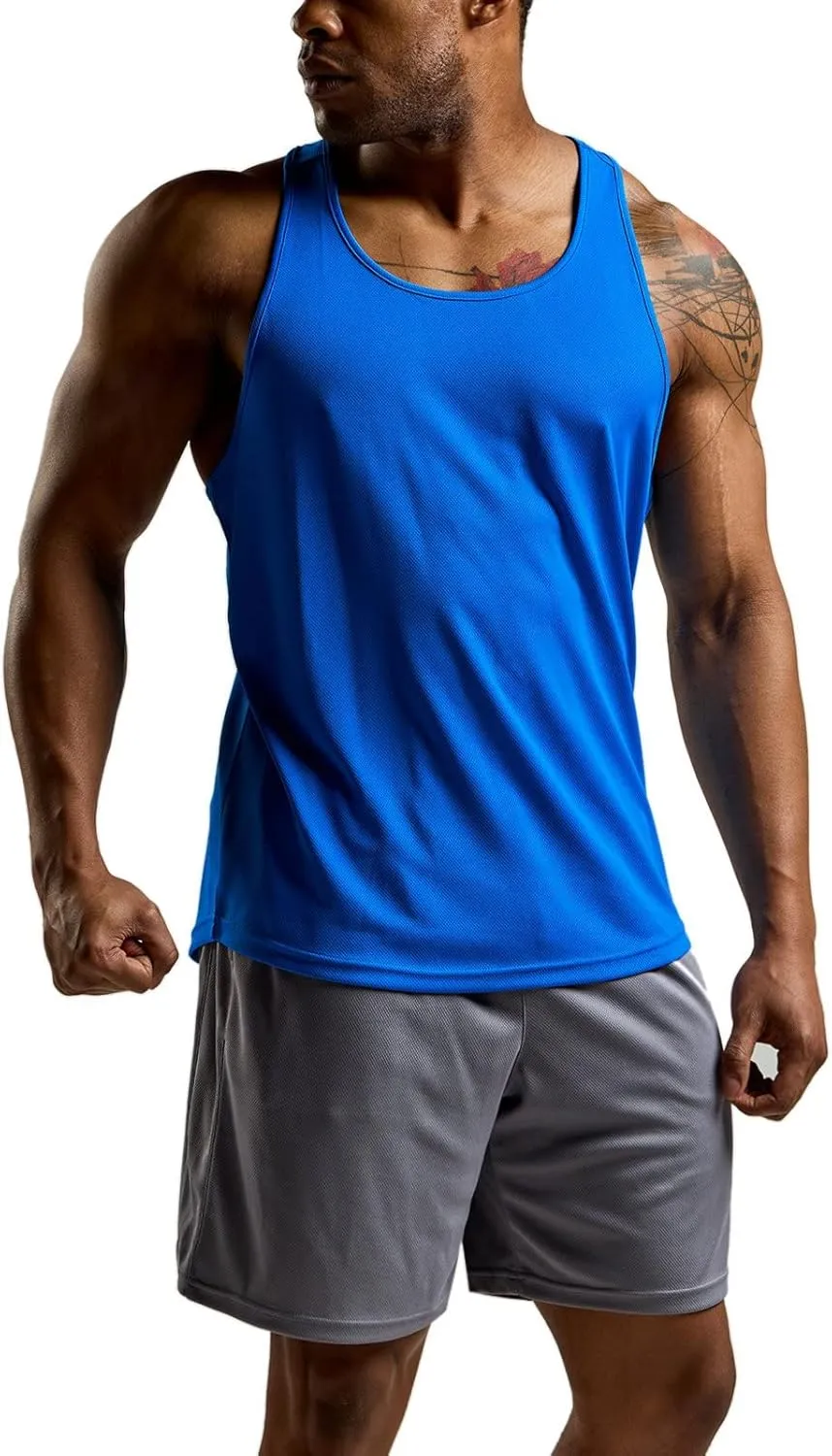 ATHLIO Men's Dry Fit Muscle Workout Tank Tops, Y-Back Bodybuilding Gym Shirts, Athletic Fitness Tank Top