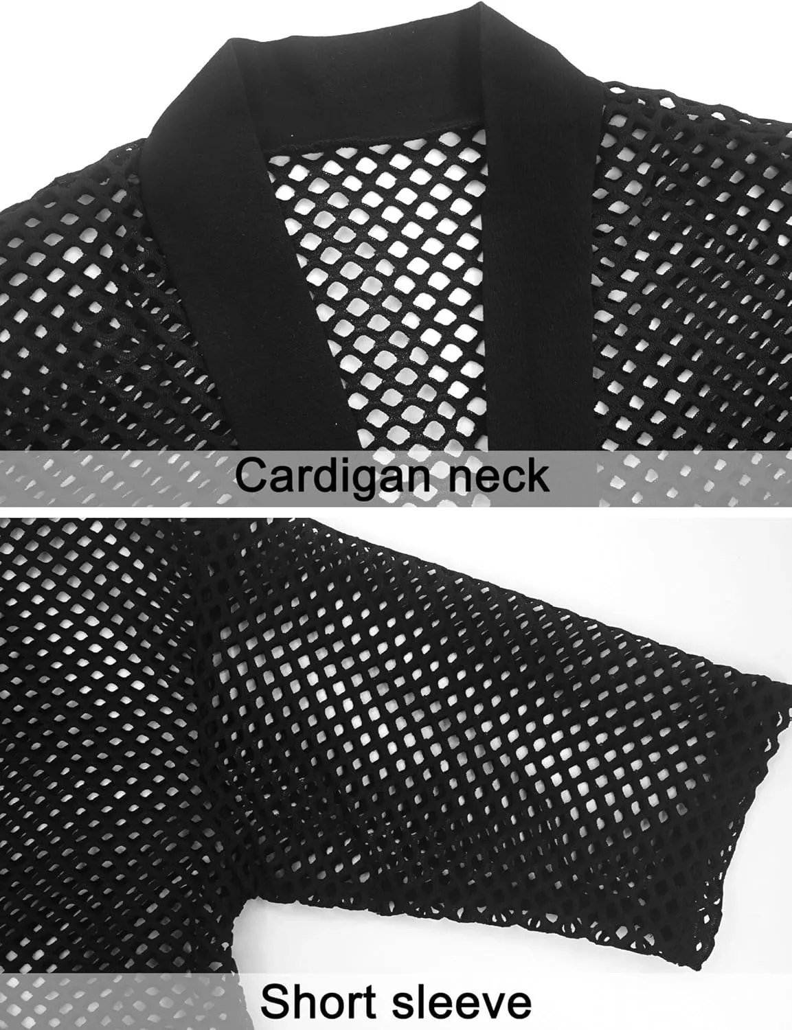 AUBIG Men's See Through Lace Sexy Party Club Shirt Top Hollow Out Fishnet Shirts Muscle Blouse Clubwear