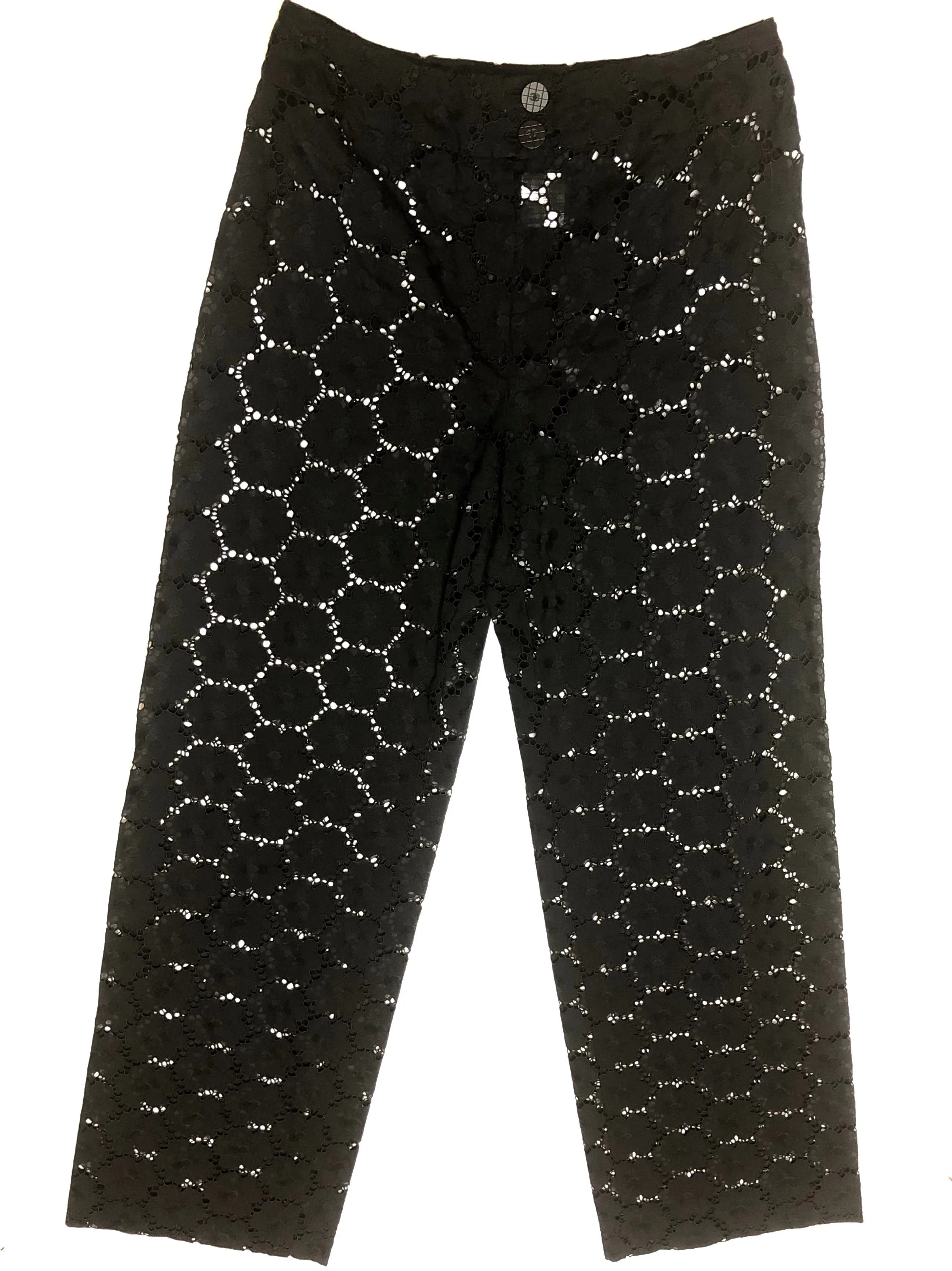 AUTHENTIC CHANEL EYELET COTTON 3/PC PANT SET SIZE 38