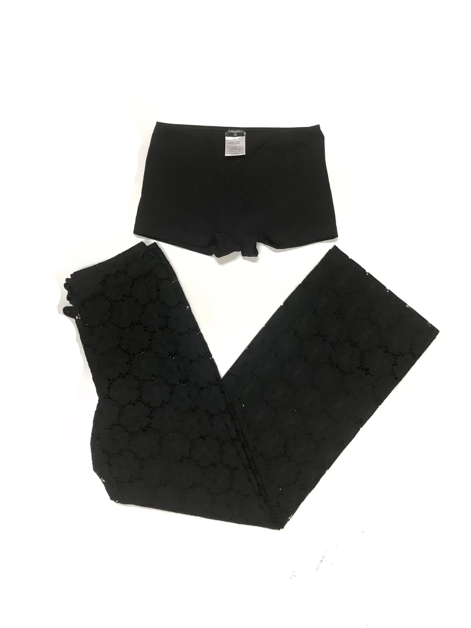 AUTHENTIC CHANEL EYELET COTTON 3/PC PANT SET SIZE 38