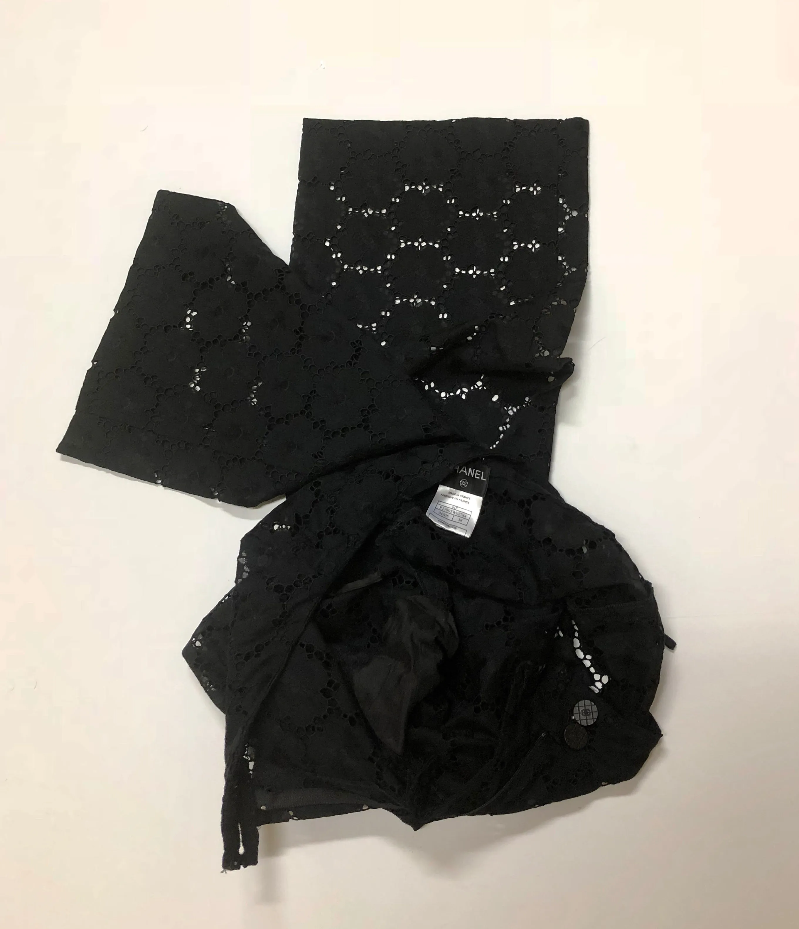 AUTHENTIC CHANEL EYELET COTTON 3/PC PANT SET SIZE 38